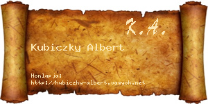 Kubiczky Albert névjegykártya